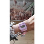 Casio F-91WS-4 retro női digitális óra, áttetsző rózsaszín, WR30, díszdoboz