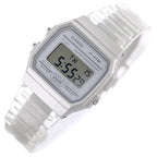 Unisex Casio F-91WS-7 retro digitális óra, fehér/áttetsző, WR30, kvarc