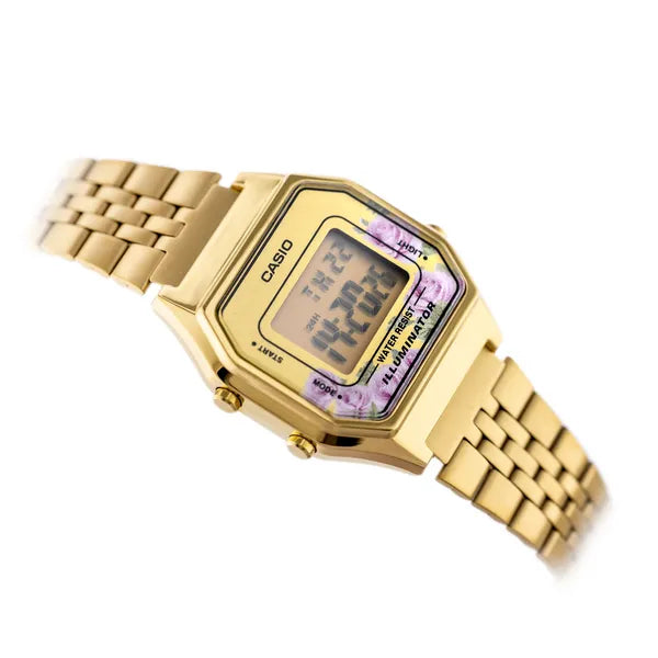 Casio LA680WGA-4C női digitális óra, arany, WR30, kvarc, acél szíj