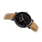Casio LTP-VT02BL-1A női karóra, 30 mm, fekete számlap, barna bőrszíj, WR30