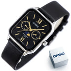 Casio férfi karóra MTP-M305L-1A2, fekete számlap, holdfázis, bőr szíj, WR50