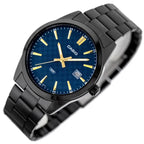 Casio MTP-VD03B-2A férfi karóra, kék számlap, acél fekete szíj, WR50