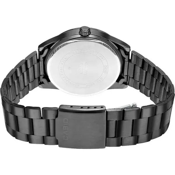 Casio MTP-VD03B-2A férfi karóra, kék számlap, acél fekete szíj, WR50