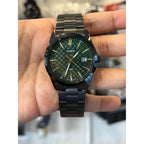 Casio MTP-VD03B-3A férfi óra, zöld számlap, acél szíj, WR50, 42 mm, fekete tok