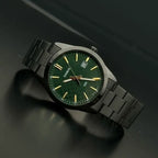 Casio MTP-VD03B-3A férfi óra, zöld számlap, acél szíj, WR50, 42 mm, fekete tok