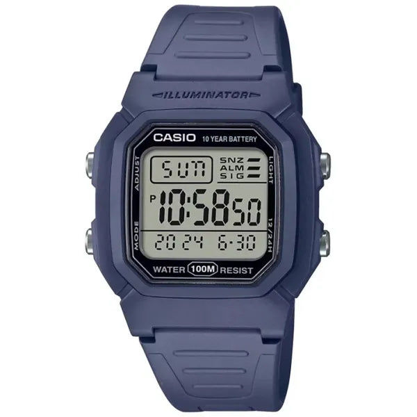 Casio W-800H-2A férfi digitális óra, WR100, sötétkék, kvarc