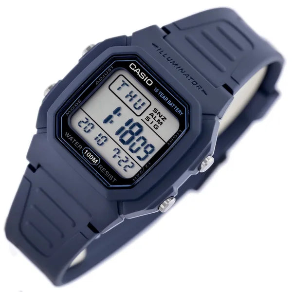 Casio W-800H-2A férfi digitális óra, WR100, sötétkék, kvarc