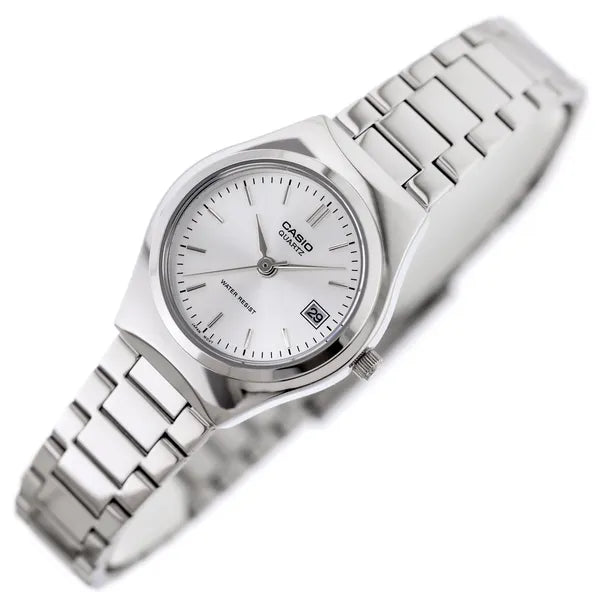 Casio LTP-1170A-7A női karóra, ezüst, acél szíj, dátum, WR30 + díszdoboz