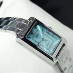Casio LTP-1234DD-2A női karóra, téglalap tok, acél szíj, türkiz számlap, WR30