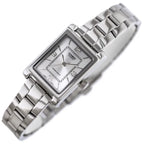 Casio női karóra LTP-1234DD-7A, téglalap tok, ezüst acél karkötő, WR30, kvarc