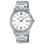 Casio férfi karóra MTP-V002D-7B3, ezüst acél, fehér számlap, WR30, 44 mm, dátum