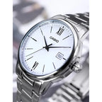 Casio férfi karóra MTP-V002D-7B3, ezüst acél, fehér számlap, WR30, 44 mm, dátum