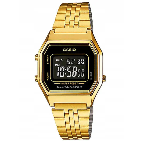 Casio Vintage LA680WGA-1B női karóra, arany, digitális, WR30, dobozzal