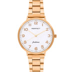 Női karóra rózsaarany fémszíjjal, Miyota kvarc, 3 ATM, ásványi üveg, 36 mm