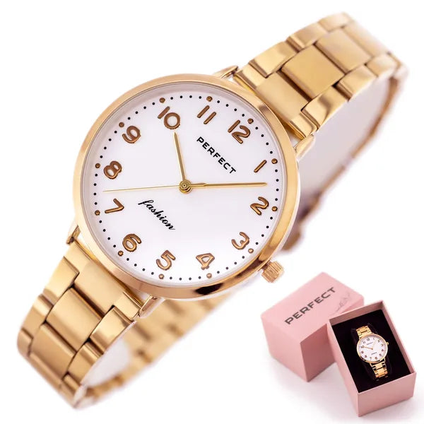Női karóra rózsaarany fémszíjjal, Miyota kvarc, 3 ATM, ásványi üveg, 36 mm