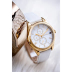 Tommy Hilfiger Monica 1782594 női karóra, 38 mm, bőr szíj, arany tok, fehér