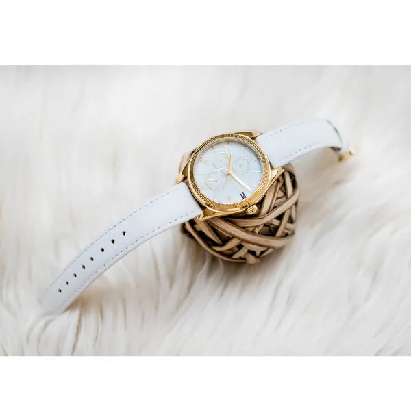 Tommy Hilfiger Monica 1782594 női karóra, 38 mm, bőr szíj, arany tok, fehér