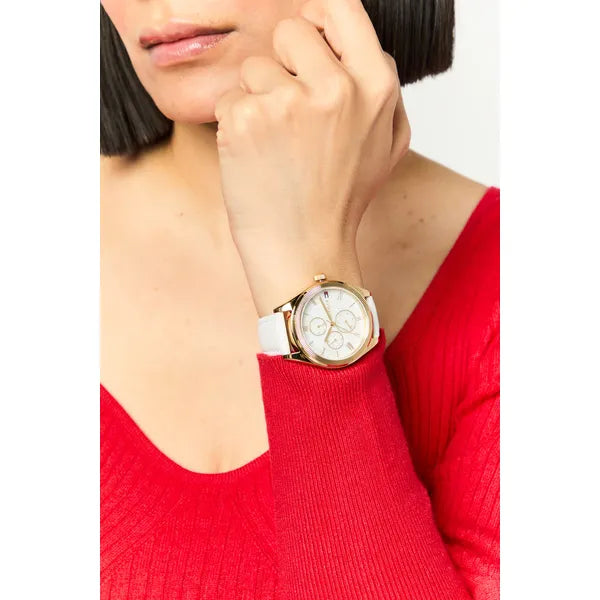 Tommy Hilfiger Monica 1782594 női karóra, 38 mm, bőr szíj, arany tok, fehér