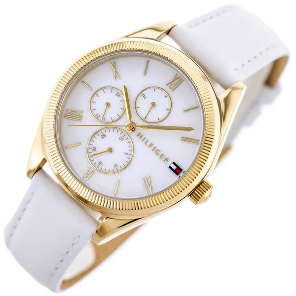 Tommy Hilfiger Monica 1782594 női karóra, 38 mm, bőr szíj, arany tok, fehér