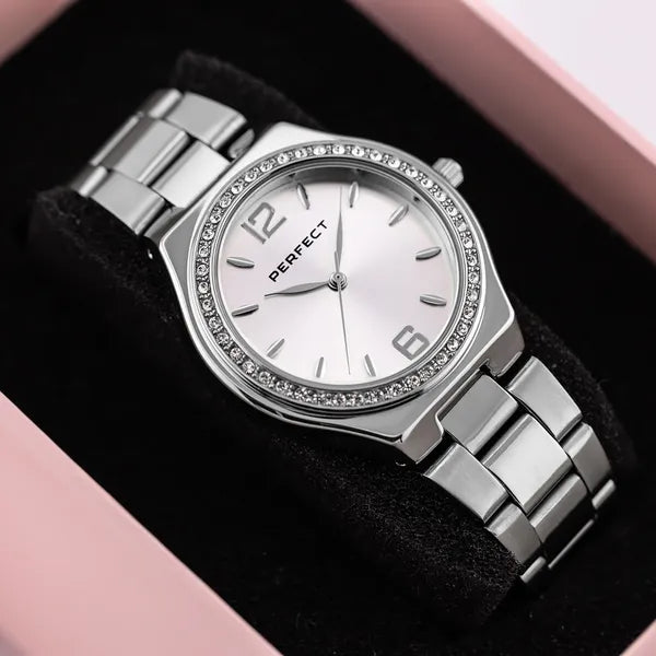 Perfect női karóra S390-01, ezüst, kvarc, fém szíj, 34 mm + doboz