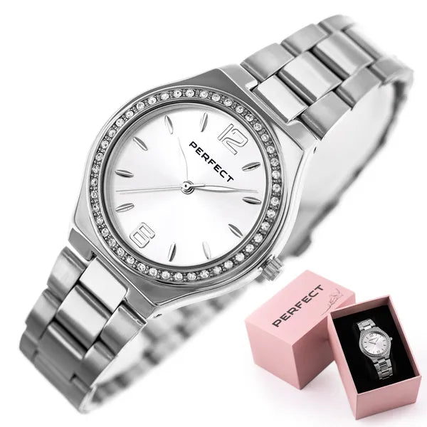 Perfect női karóra S390-01, ezüst, kvarc, fém szíj, 34 mm + doboz