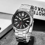 Casio MTP-VD02D-1E férfi karóra, fekete számlap, acél szíj, dátum, 41 mm, WR30