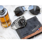 Casio MTP-VD02D-1E férfi karóra, fekete számlap, acél szíj, dátum, 41 mm, WR30