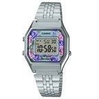 Casio LA680WA-2C női digitális karóra, acél szíj, türkiz számlap, WR30