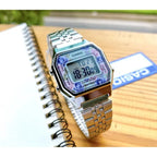 Casio LA680WA-2C női digitális karóra, acél szíj, türkiz számlap, WR30