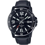 Casio férfi karóra MTP-VD01BL-1B, fekete, 45 mm, bőr szíj, WR50