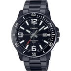 Casio MTP-VD01B-1B férfi karóra, fekete acél, WR50, dátumkijelző