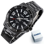 Casio MTP-VD01B-1B férfi karóra, fekete acél, WR50, dátumkijelző