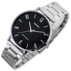 Casio MTP-VT01D-1B2 férfi karóra, fekete számlap, acél szíj, 40 mm, WR30