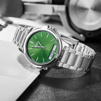 Casio férfi karóra MTP-VC01D-3E, zöld számlap, acél szíj, WR50, dátum