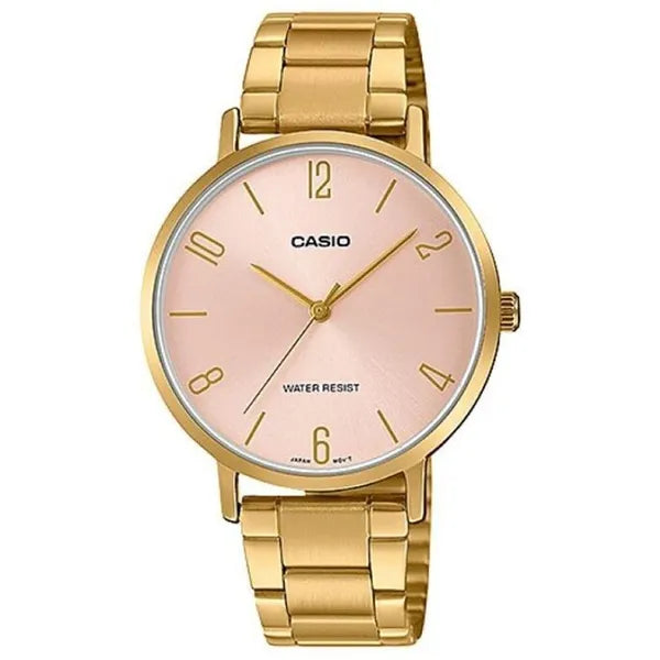Casio LTP-VT01G-4B női karóra, arany acél, rózsaarany számlap, kvarc WR30