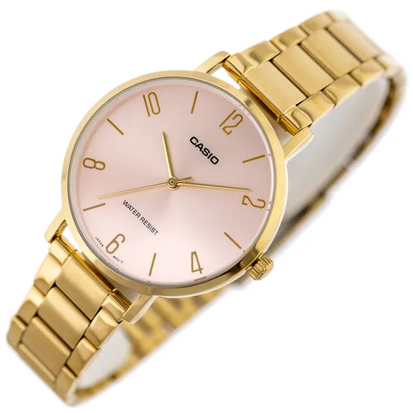 Casio LTP-VT01G-4B női karóra, arany acél, rózsaarany számlap, kvarc WR30