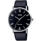 Casio MTP-VT01L-1B2 férfi karóra, kvarc, 40 mm, fekete számlap, bőrszíj, WR30