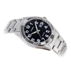 Casio MTP-1308D-1B férfi karóra, acél szíj, fekete számlap, WR50, 39 mm