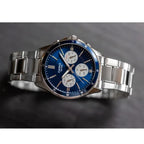 Casio MTP-1374D-2A3 férfi karóra, acél szíj, kék számlap, 44 mm, WR50, kronográf