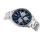 Casio MTP-1374D-2A3 férfi karóra, acél szíj, kék számlap, 44 mm, WR50, kronográf