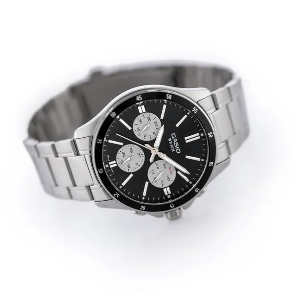 Casio MTP-1374D-1A3 férfi karóra, acél szíj, fekete számlap, 44 mm, WR50