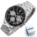 Casio MTP-1374D-1A3 férfi karóra, acél szíj, fekete számlap, 44 mm, WR50
