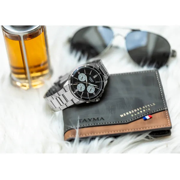 Casio MTP-1374D-1A3 férfi karóra, acél szíj, fekete számlap, 44 mm, WR50