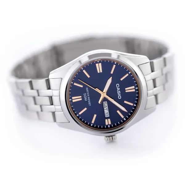 Casio MTP-1335D-2A2 férfi karóra, acél szíj, kék számlap, WR50, kvarc