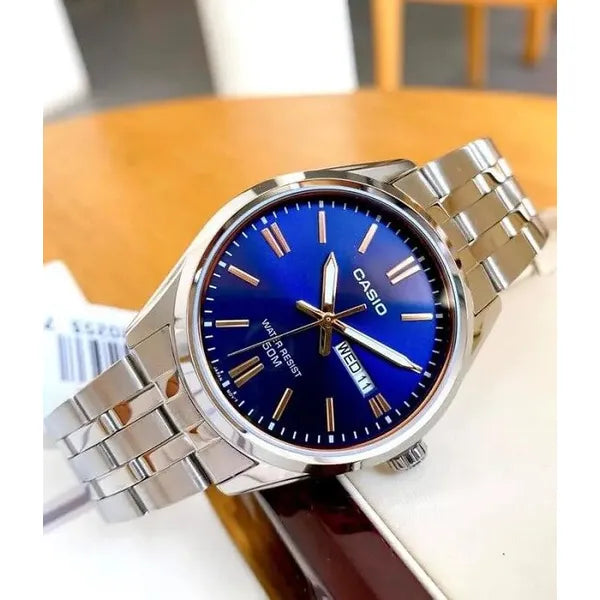 Casio MTP-1335D-2A2 férfi karóra, acél szíj, kék számlap, WR50, kvarc