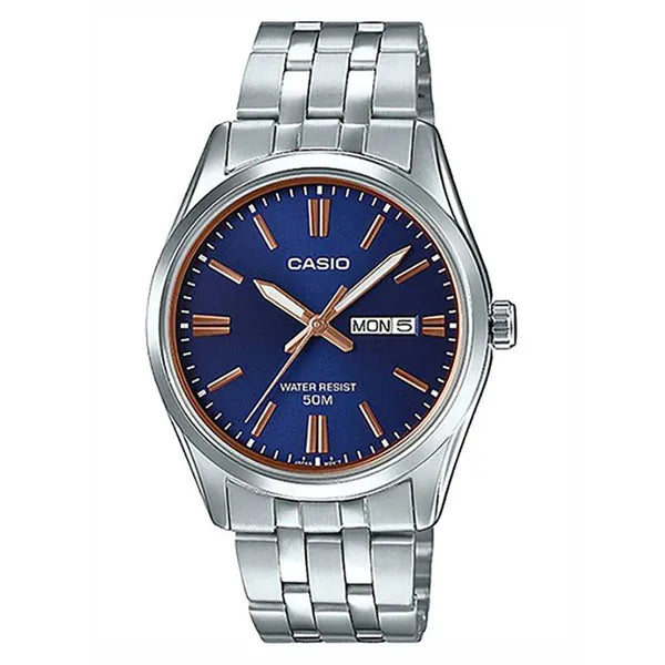 Casio MTP-1335D-2A2 férfi karóra, acél szíj, kék számlap, WR50, kvarc