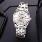 Casio MTP-1335D-7A férfi karóra, ezüst, 40 mm, WR50, dátum, kvarc, ásványi üveg