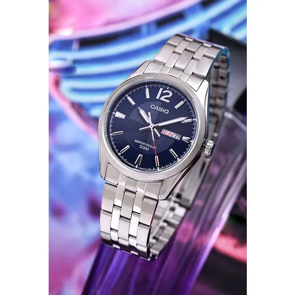 Casio MTP-1335D-2AV férfi karóra, rozsdamentes acél, kék számlap, WR50