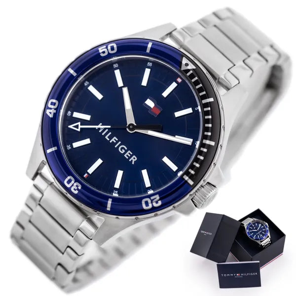 Tommy Hilfiger Logan 1792012 férfi karóra, acél szíj, kék számlap, 43 mm, WR50