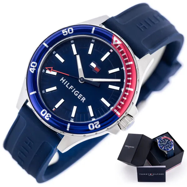 Tommy Hilfiger Logan 1792009 férfi óra, 43 mm, kvarc, WR50, acél, kék számlap